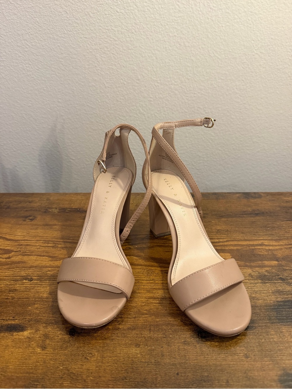 Kelly & Katie Blush Nude Block Heel Ankle-Strap Sandals